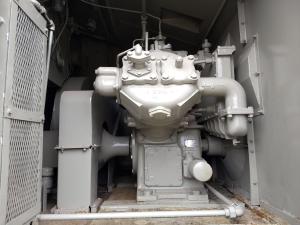 Massive Three-Cylinder Air Compressor on Diesel-Electric Switcher