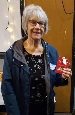 Carol, XYL of Joe, KD8BBAL, had a winning ticket and received a gift certificate foACE Hardware.